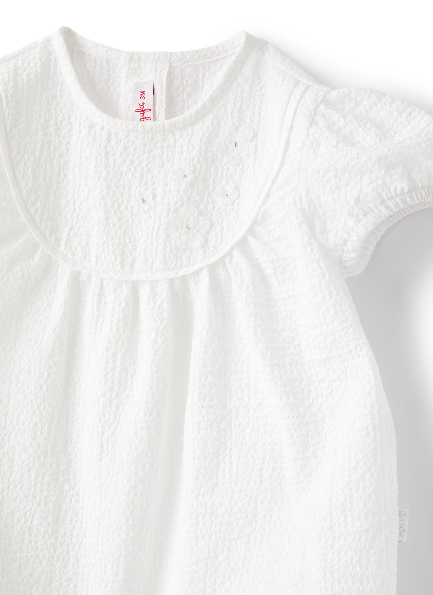 Romper Suit in Textured Cotton | White/White