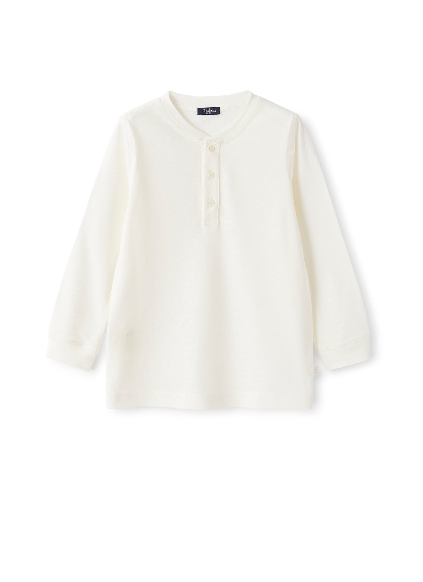 Granddad-Collar T-Shirt in A Cotton-Linen Blend | Milk