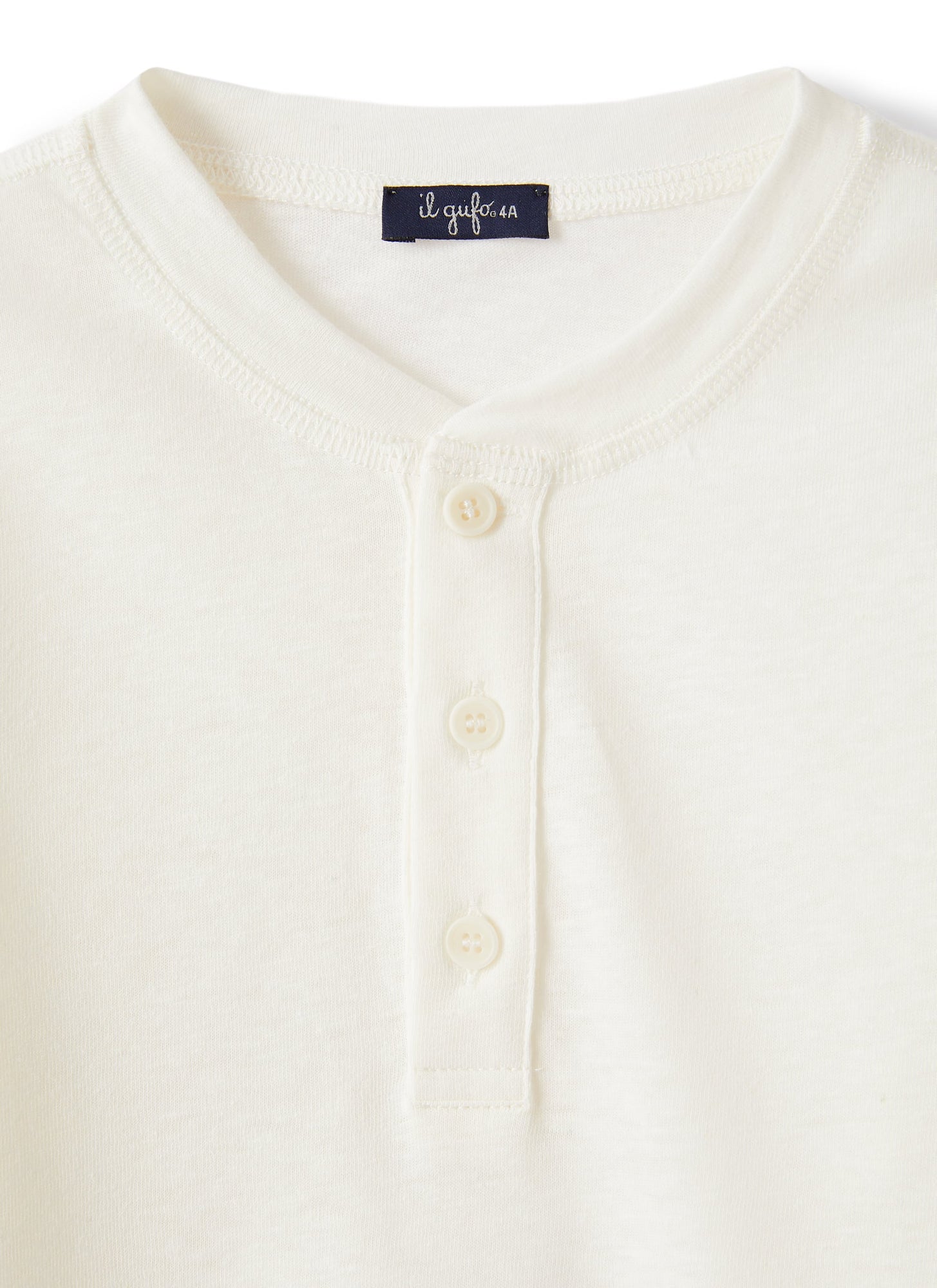 Granddad-Collar T-Shirt in A Cotton-Linen Blend | Milk