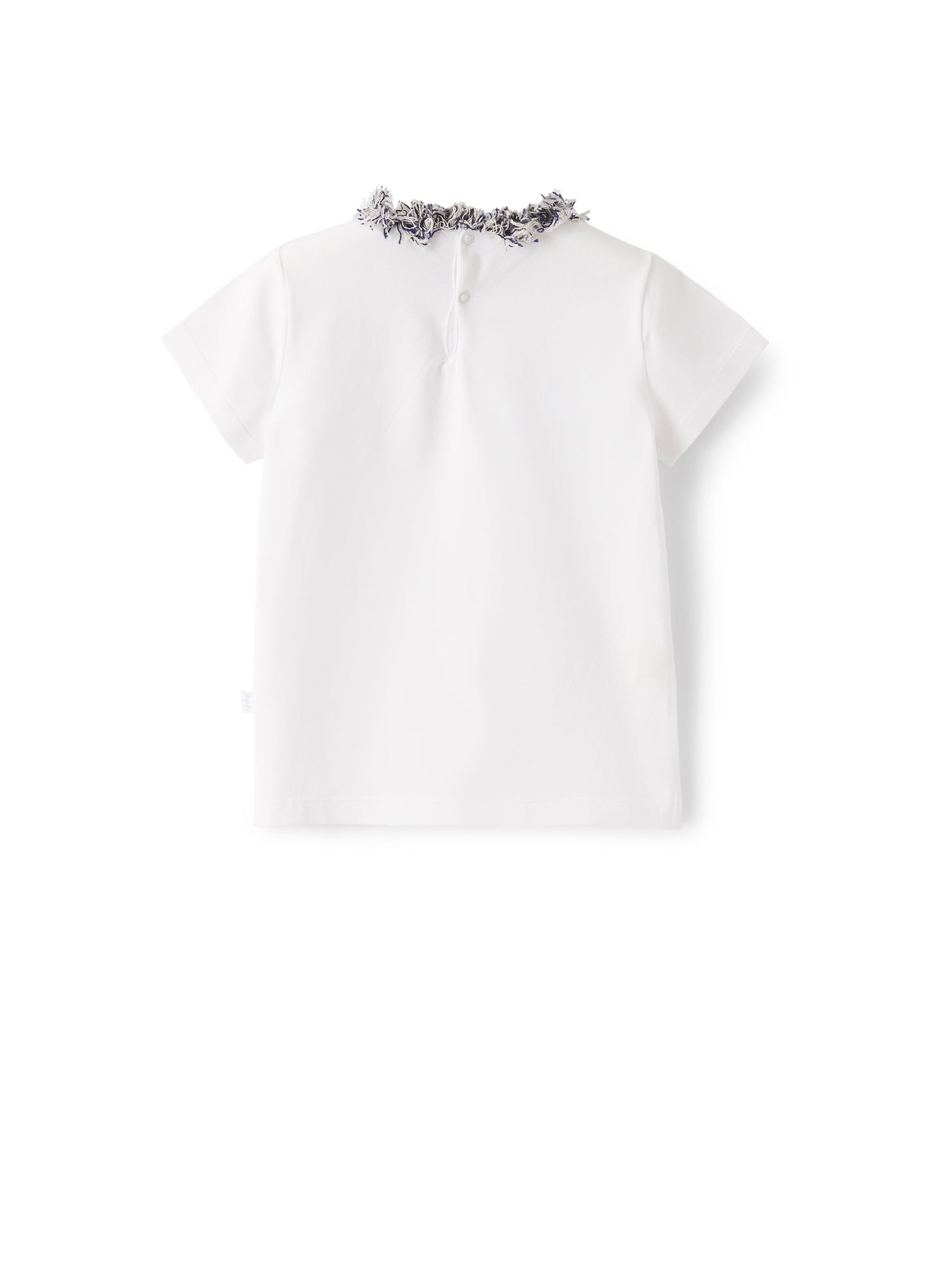 T-Shirt with Frayed Detailing | White/Indaco