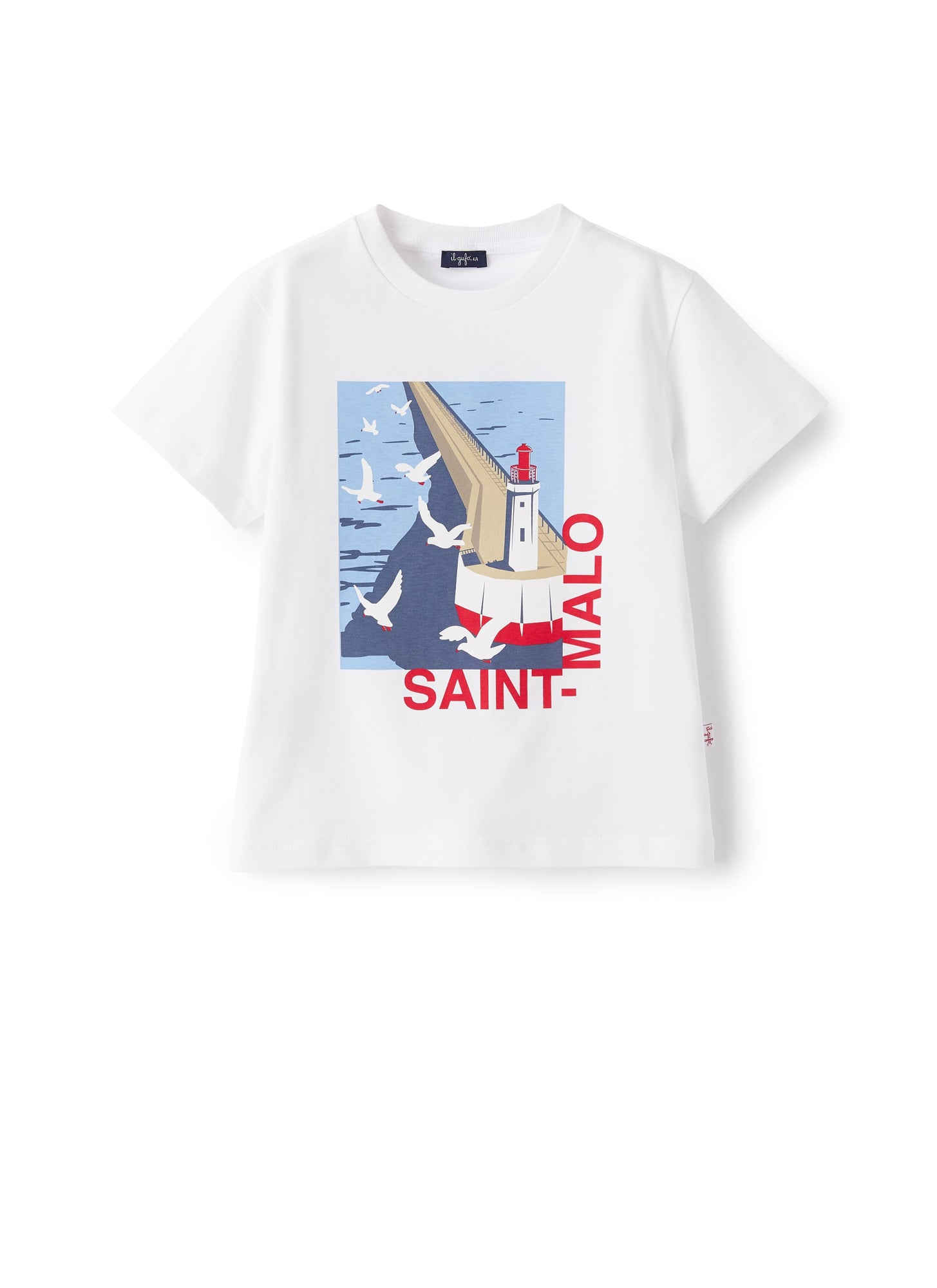 Jersey T-Shirt with Saint-Malo Print | White/Red