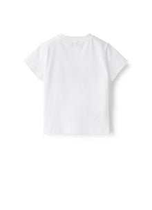 T-Shirt with Appliqued Octopus | White/Powder Blue