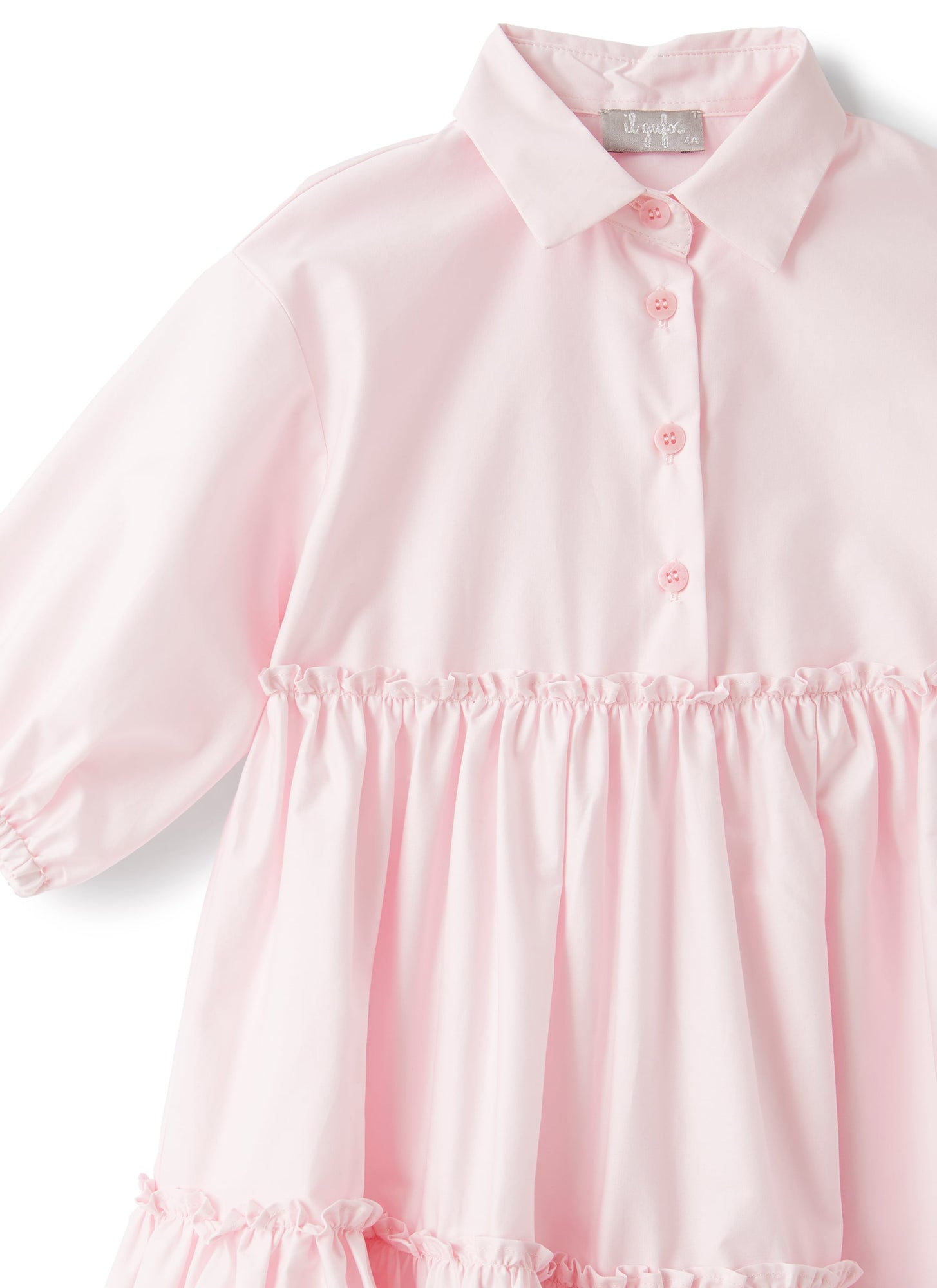 Tiered Dress in Sateen with Ruffles | Pearl Pink