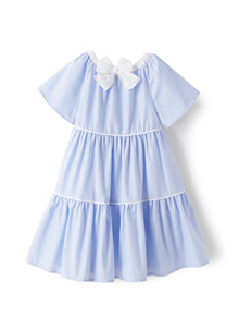 Tiered Dress in A Light-Stripe | Light Blue/White