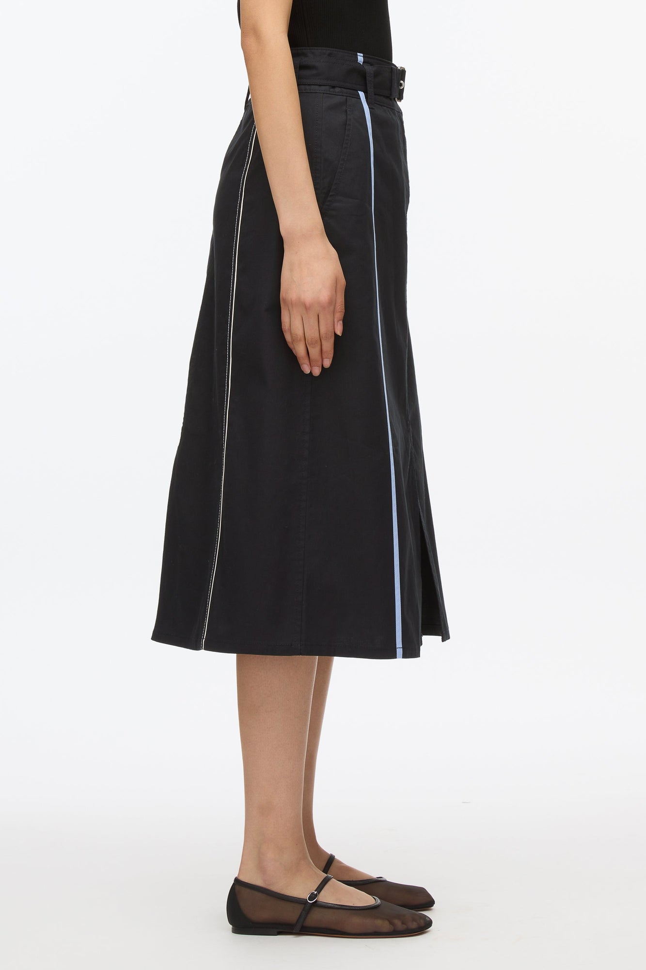 3.1 x Shopbop A-Line Belted Utility Skirt | Navy