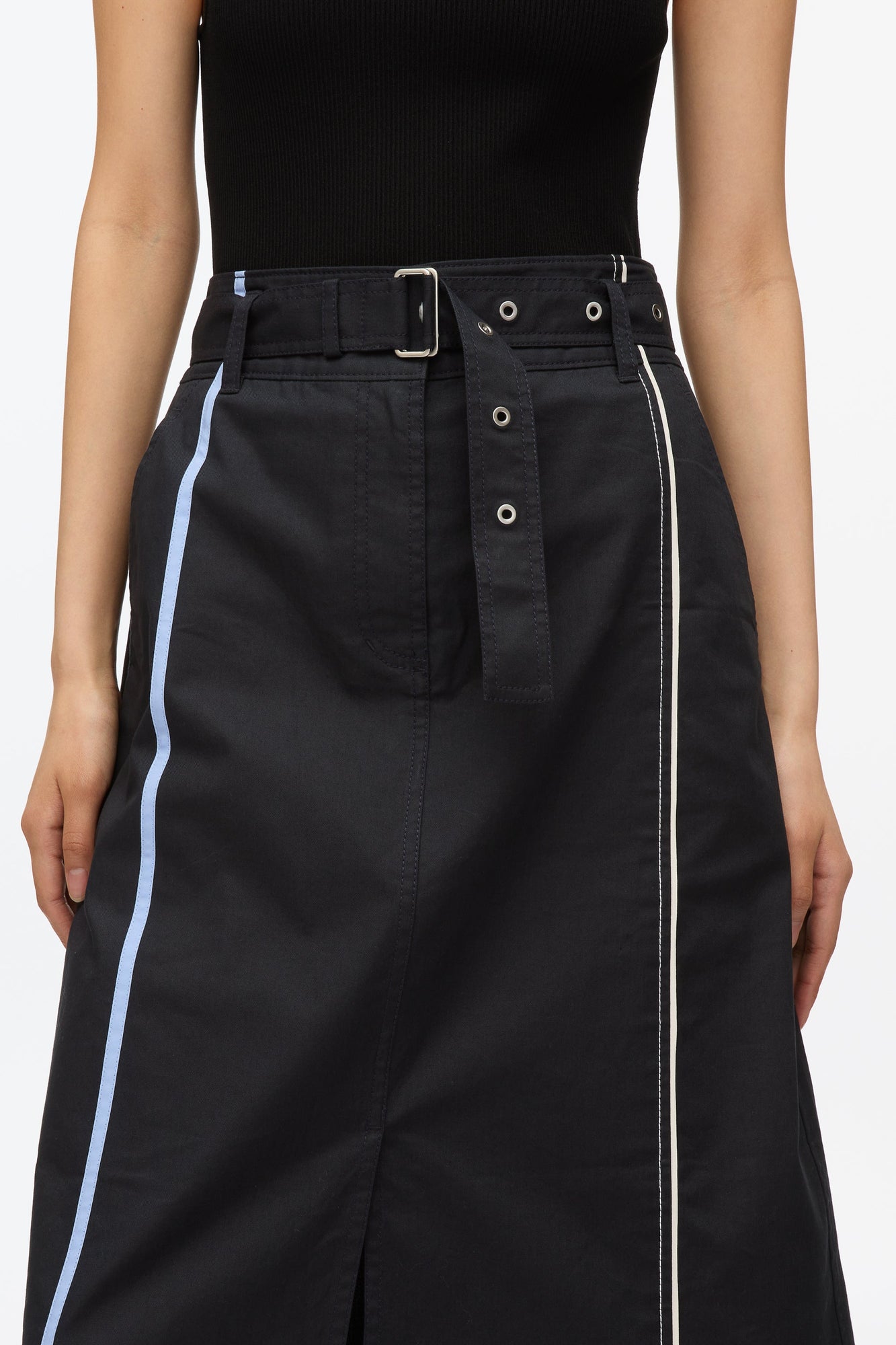 3.1 x Shopbop A-Line Belted Utility Skirt | Navy