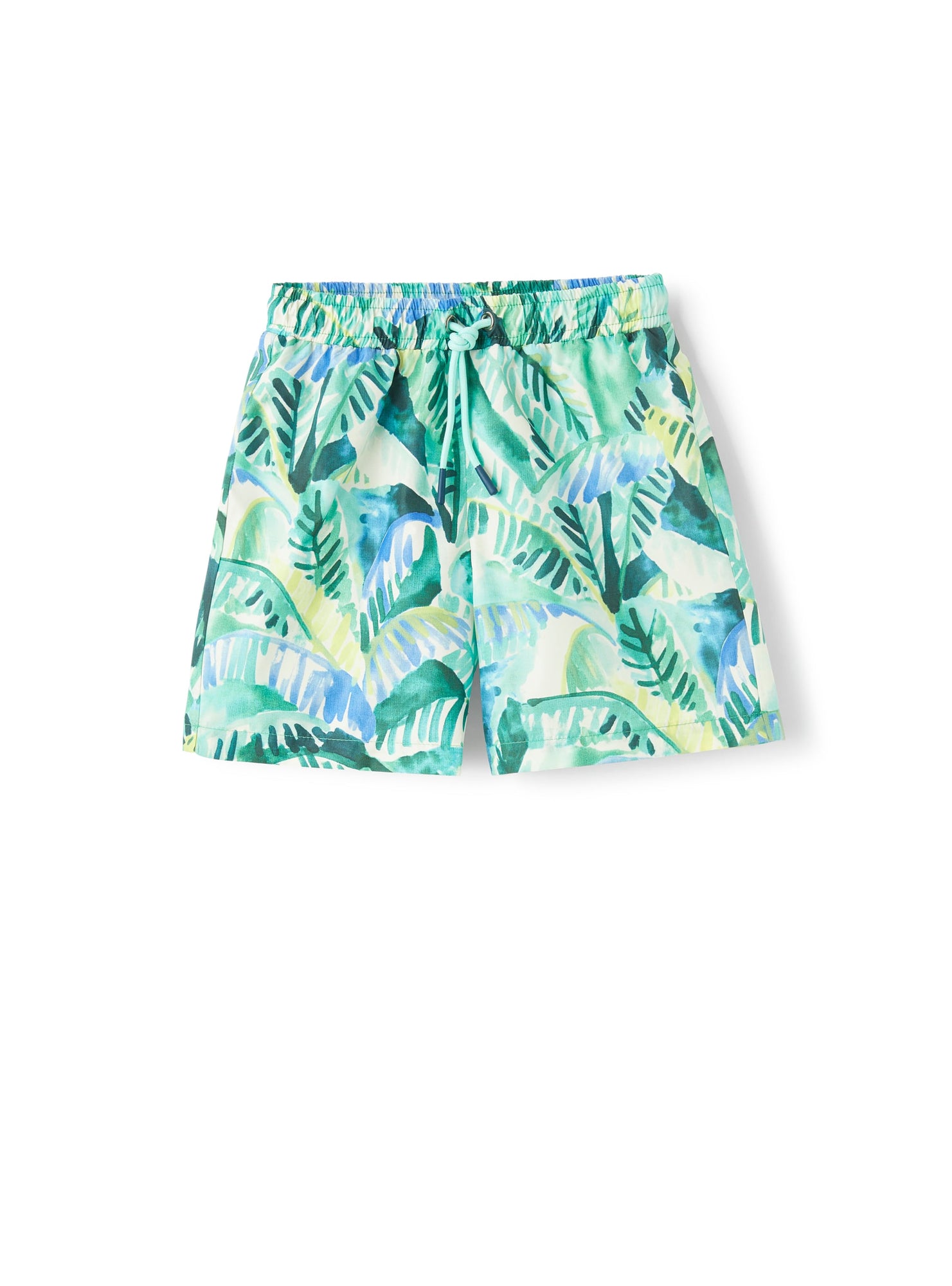 Leaf-Print Swim Shorts | Lime