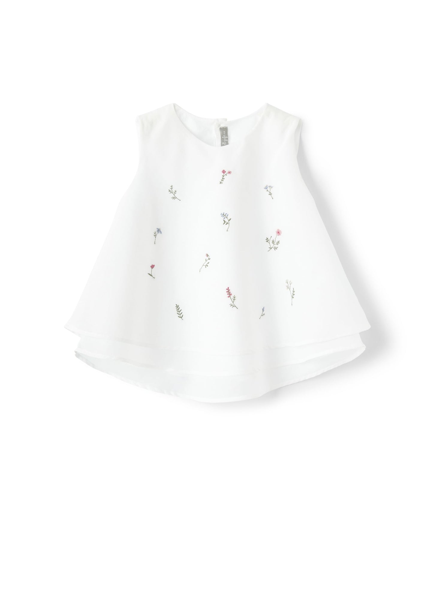 Top in Cotton Voile with Floral Embroidery | White