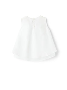 Top in Cotton Voile with Floral Embroidery | White