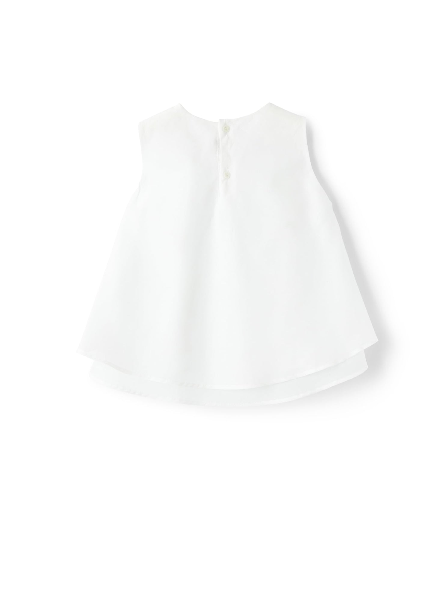 Top in Cotton Voile with Floral Embroidery | White