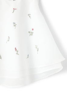 Top in Cotton Voile with Floral Embroidery | White