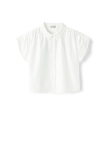 Short-Sleeve Shirt in Stretchy Poplin | White