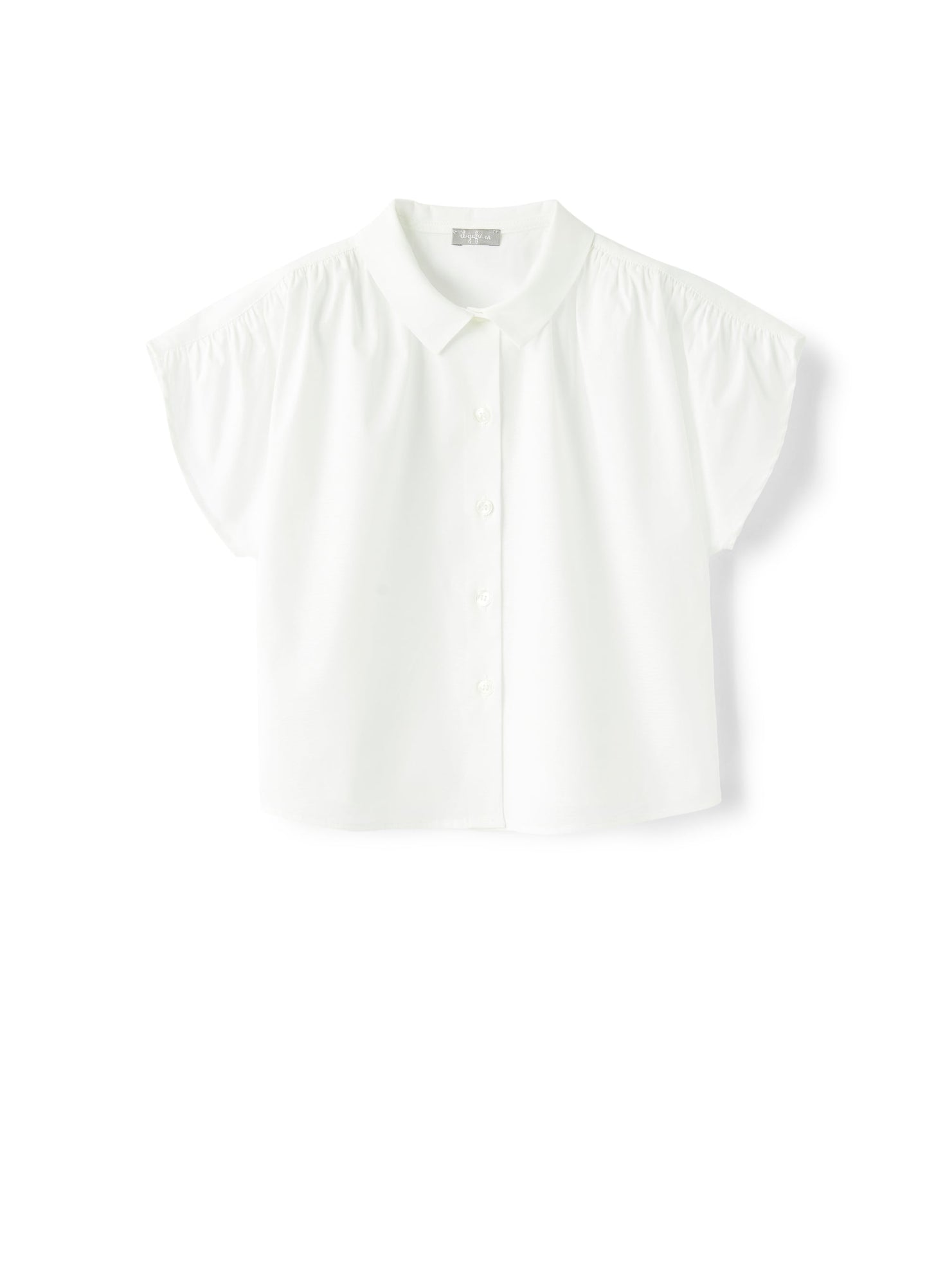 Short-Sleeve Shirt in Stretchy Poplin | White
