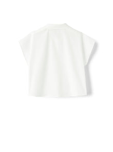 Short-Sleeve Shirt in Stretchy Poplin | White