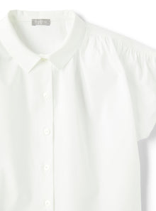 Short-Sleeve Shirt in Stretchy Poplin | White