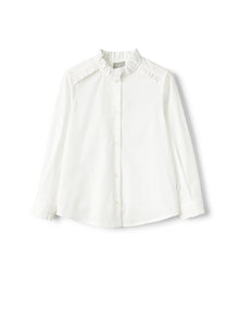 Long-Sleeve Shirt in Stretchy Poplin | White