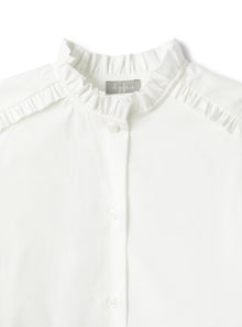 Long-Sleeve Shirt in Stretchy Poplin | White