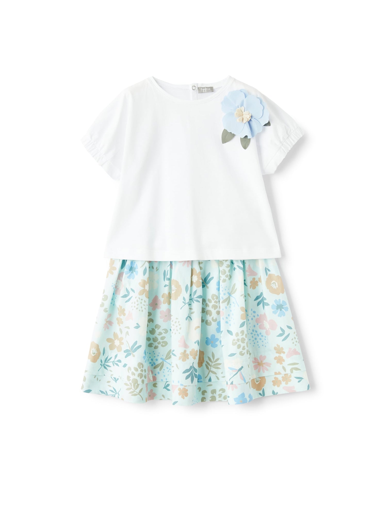 Two-Piece Set with A Skirt in An Exclusive Print | White/Ice