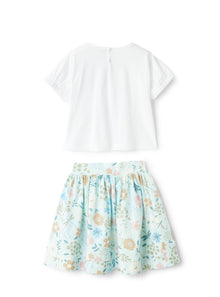 Two-Piece Set with A Skirt in An Exclusive Print | White/Ice