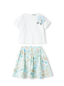 Two-Piece Set with A Skirt in An Exclusive Print | White/Ice