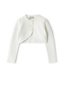 Tricot-Knit Cardigan in Organic Cotton with Lurex | Bianco/Lurex