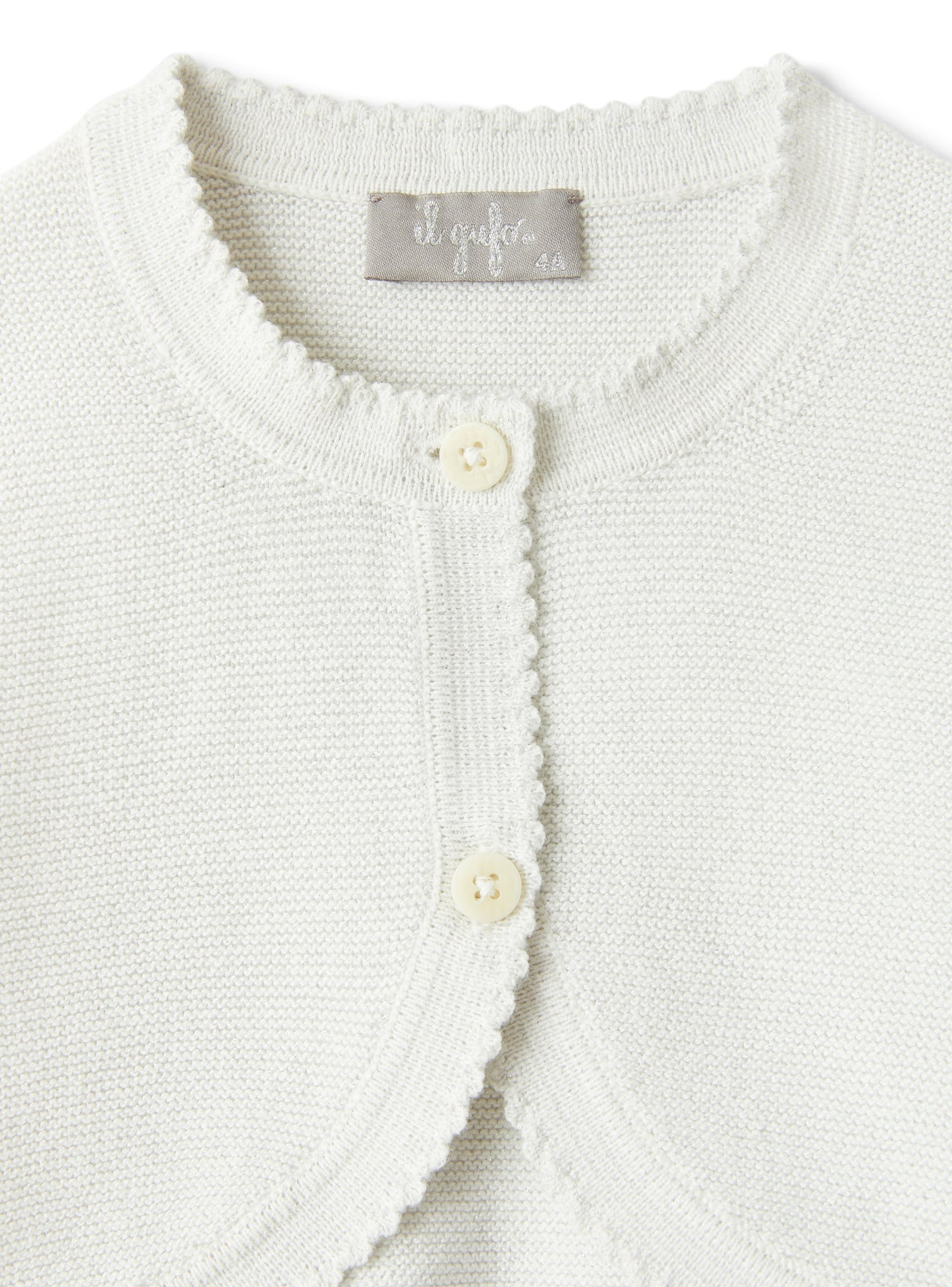 Tricot-Knit Cardigan in Organic Cotton with Lurex | Bianco/Lurex