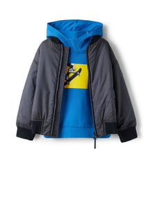 Bomber Jacket in Down-Proof Nylon | Blue/Light Blue