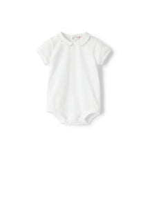 Bodysuit For Baby Girls in Jersey with Embroidered Detailing | White/Nickel Grey