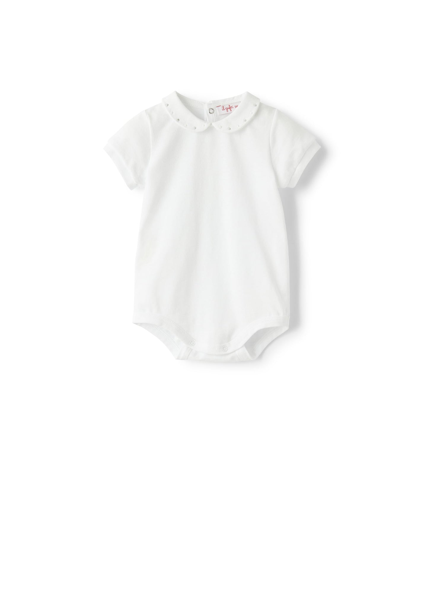 Bodysuit For Baby Girls in Jersey with Embroidered Detailing | White/Nickel Grey