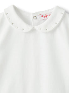 Bodysuit For Baby Girls in Jersey with Embroidered Detailing | White/Nickel Grey