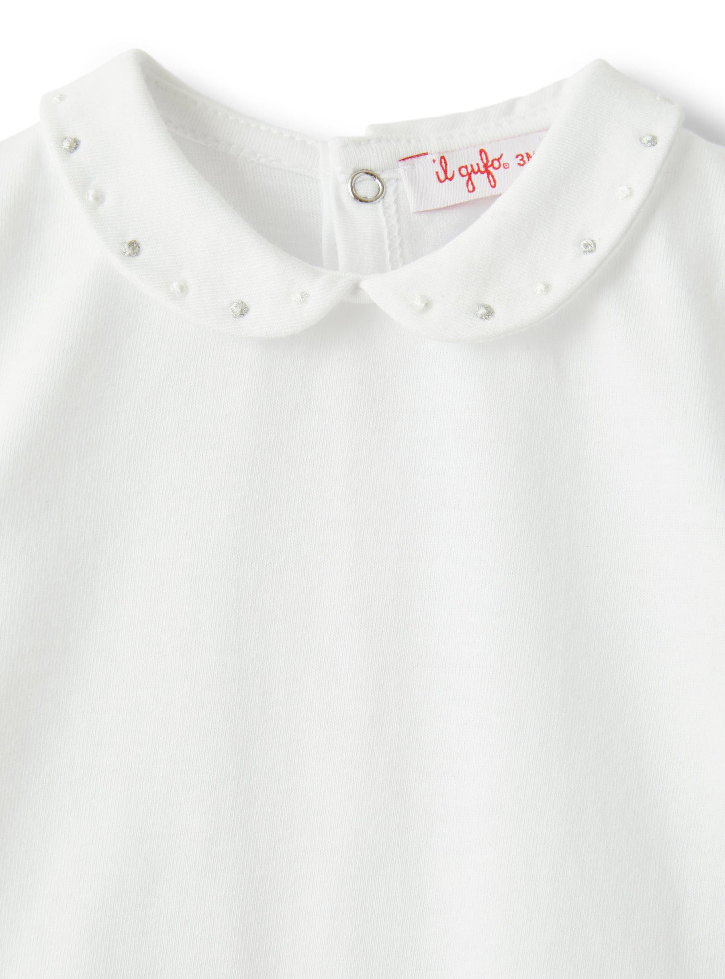 Bodysuit For Baby Girls in Jersey with Embroidered Detailing | White/Nickel Grey