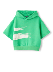 Hooded Short-Sleeve Sweatshirt  | Lime/Latte