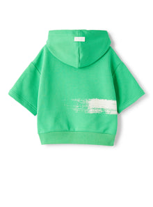 Hooded Short-Sleeve Sweatshirt  | Lime/Latte