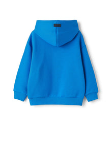 Hooded Sweatshirt with Skater Print Design | Cobalto/Giallo