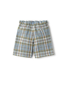 Bermuda Shorts in Melange Madras-Patterned Linen | Powder Blue