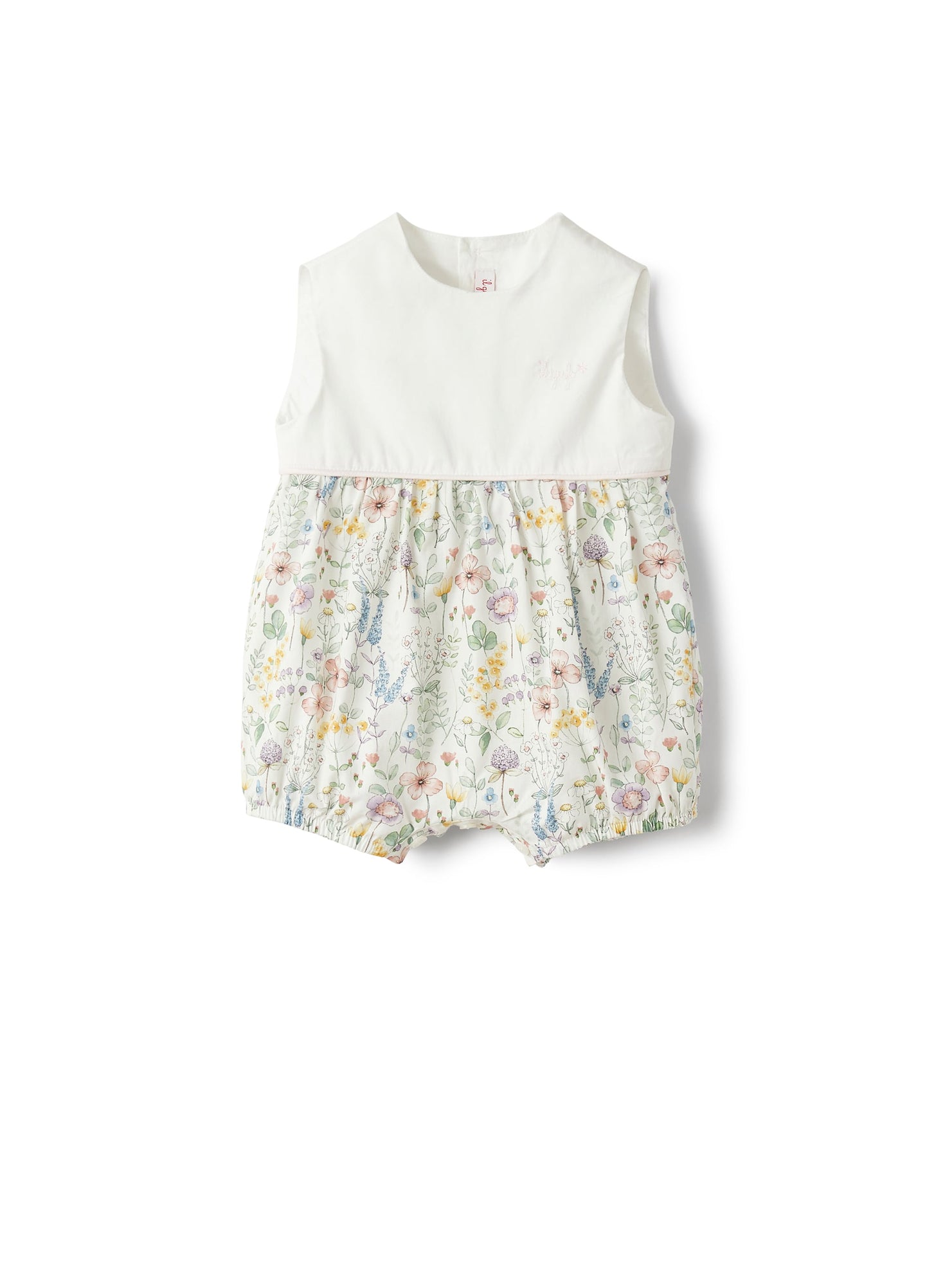 Romper Suit in Organic Cotton with Flower Print | Polar Lights Green