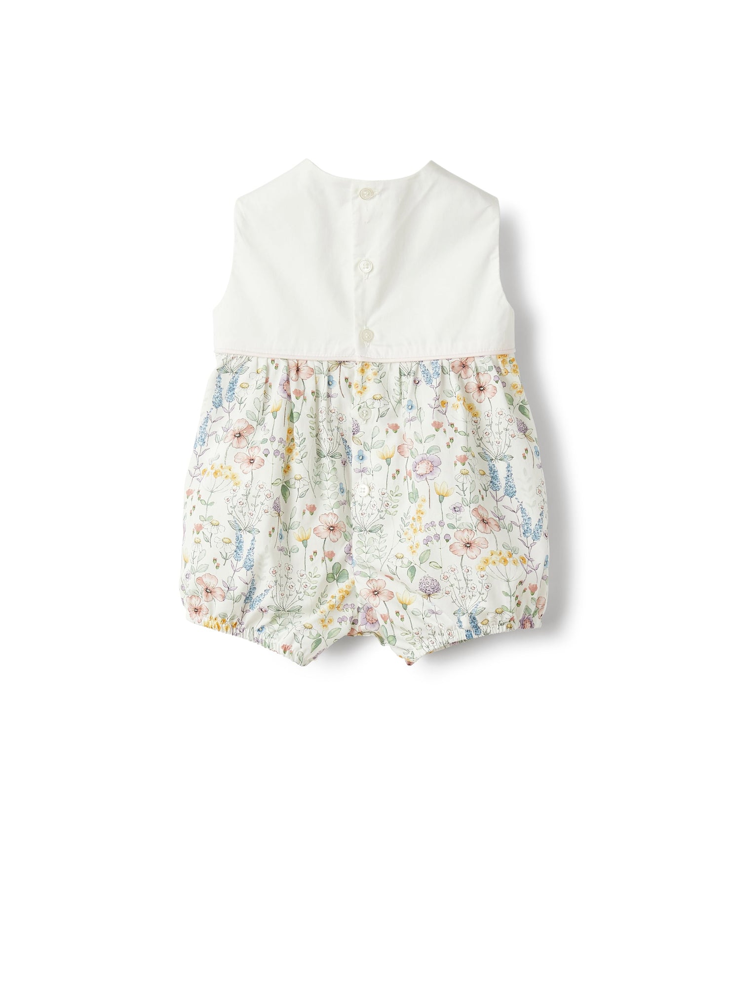 Romper Suit in Organic Cotton with Flower Print | Polar Lights Green