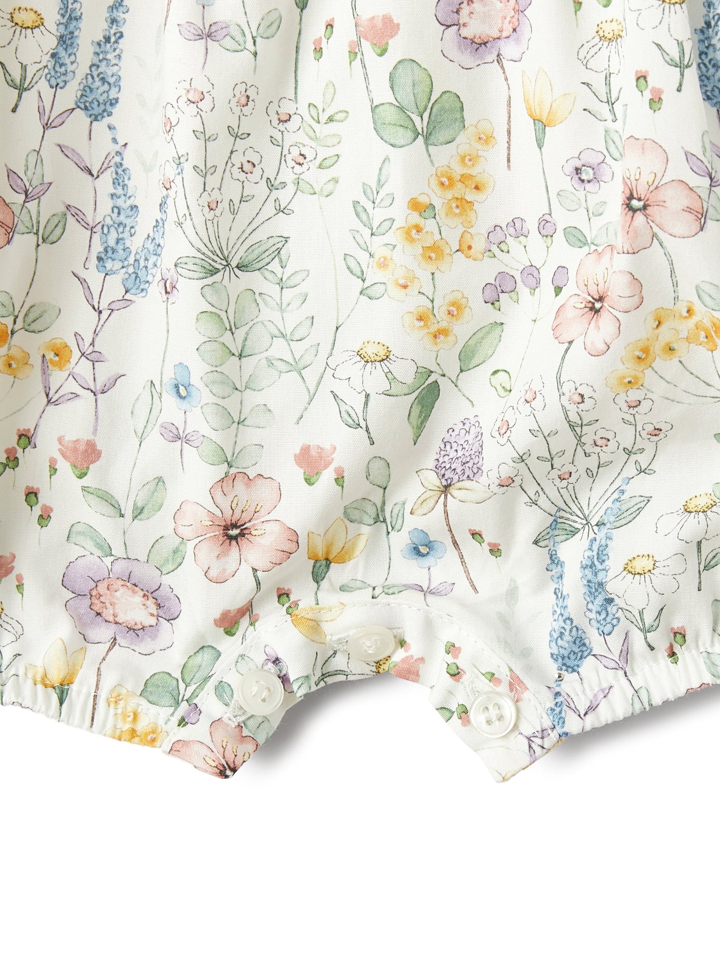 Romper Suit in Organic Cotton with Flower Print | Polar Lights Green