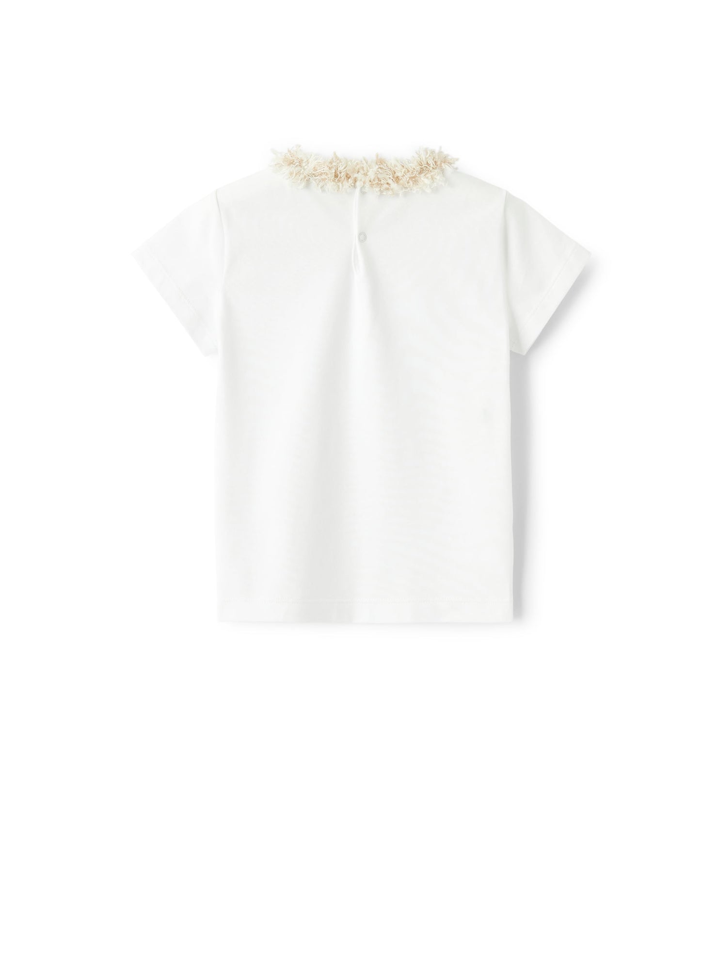 T-Shirt with Frayed Detailing | White/Sand