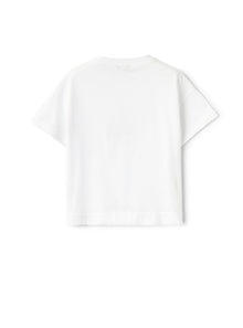 T-Shirt with Print of Little Girl | Bianco/Ginepro