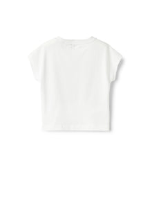 T-Shirt For Girls with A Patch Detail On The Front | White/Blue