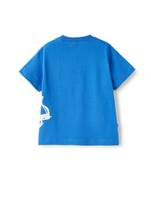 T-Shirt with Vespa Print Design  | Cobalto/Latte