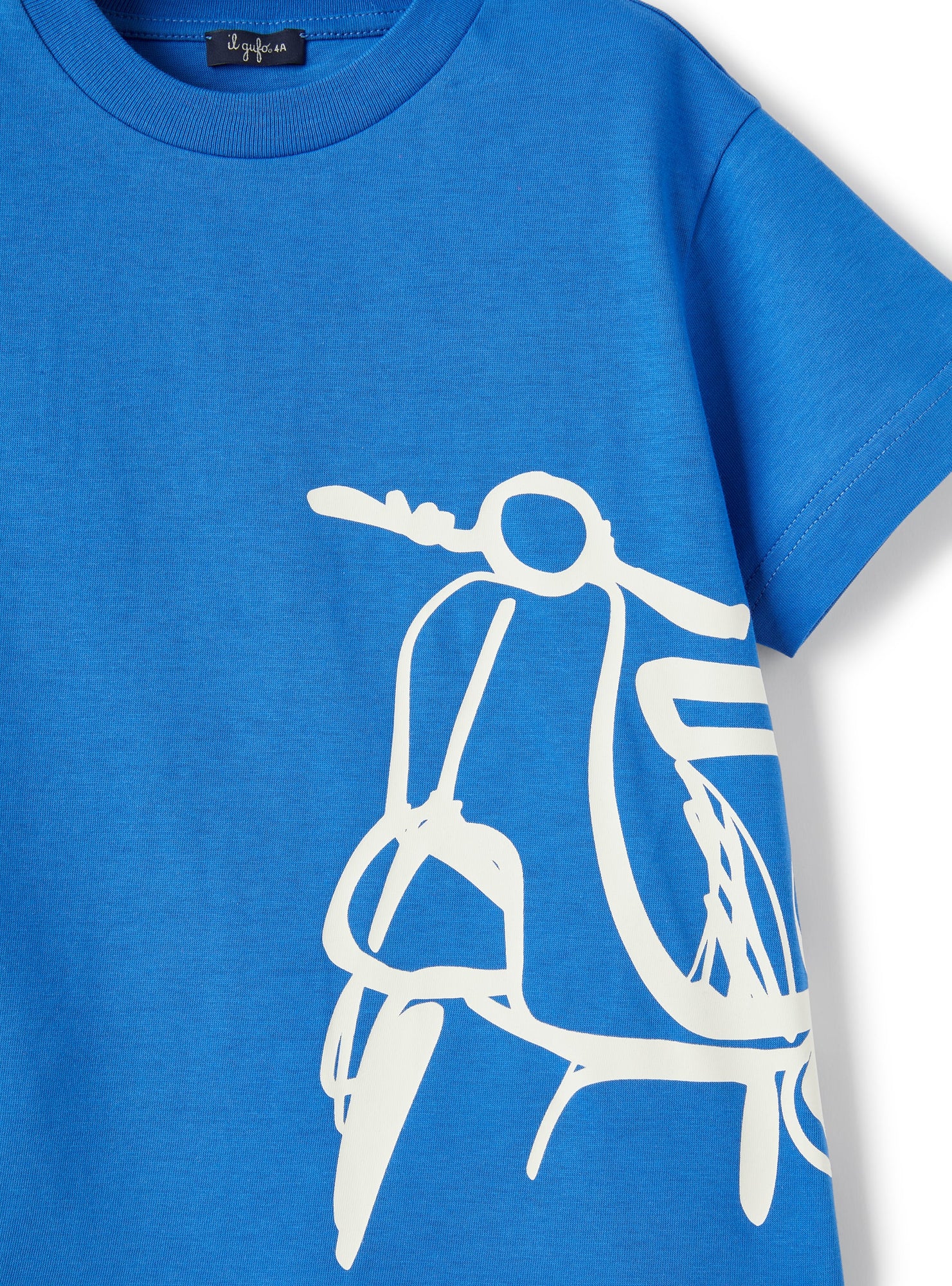 T-Shirt with Vespa Print Design  | Cobalto/Latte