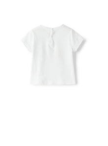 T-Shirt For Baby Girls with Snail Print | White/Airforce Blue