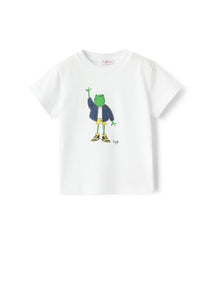 T-Shirt For Baby Boys with Frog Print  | White/Blue
