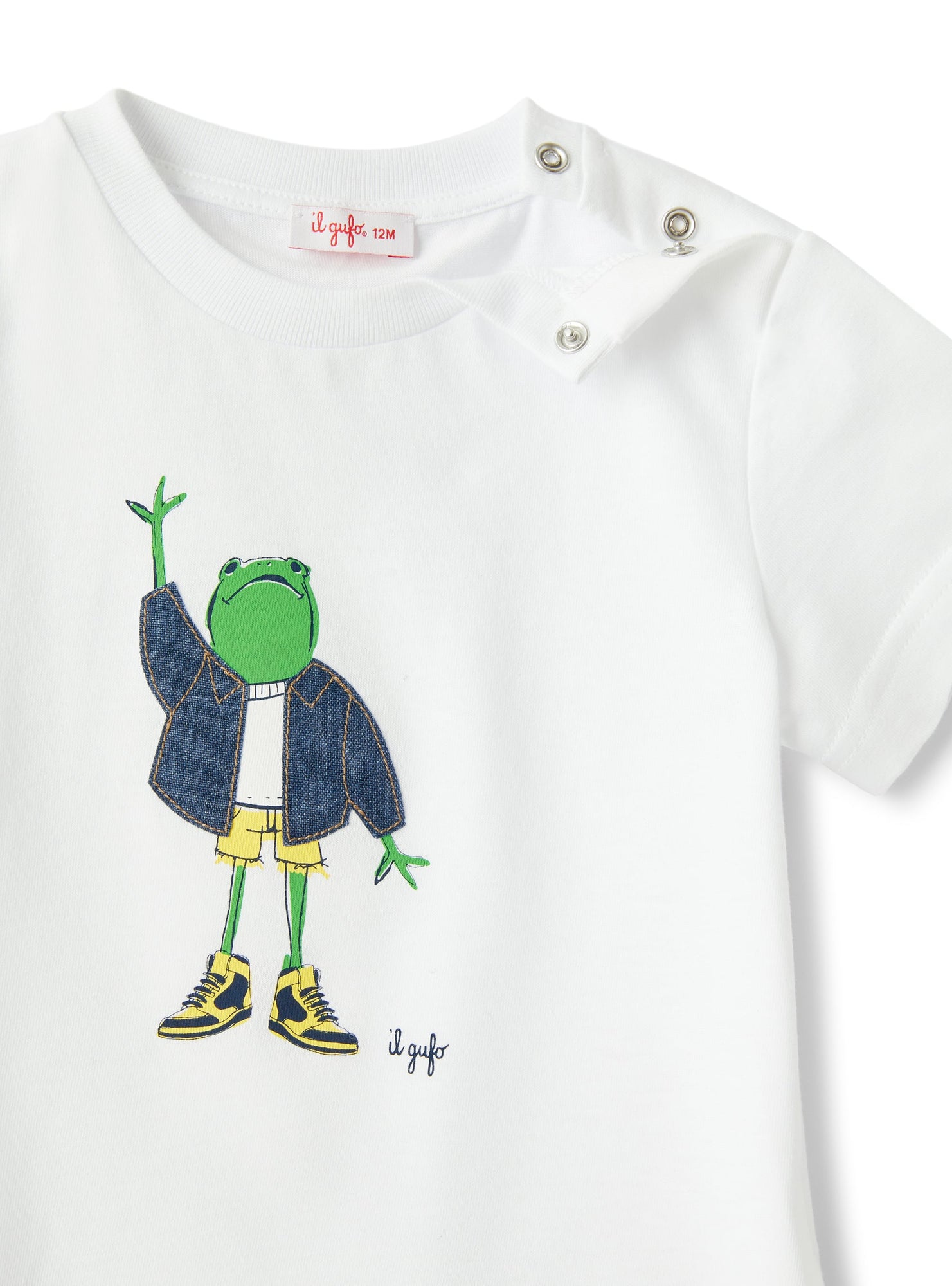 T-Shirt For Baby Boys with Frog Print  | White/Blue