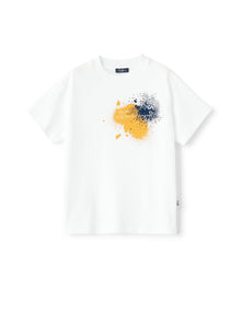T-Shirt For Boys with A Spray Print Pattern | Bianco/Arancio