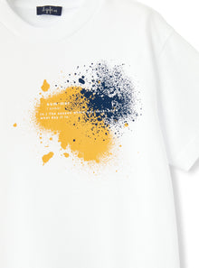T-Shirt For Boys with A Spray Print Pattern | Bianco/Arancio