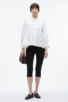 Flounce Hem Poplin Shirt | White