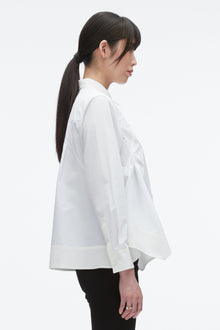 Flounce Hem Poplin Shirt | White